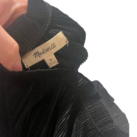 MADEWELL WOMEN'S BLACK SLEEVELES NICOLE PLEATED RUFFLE TOP TANK - Picture 3 of 5